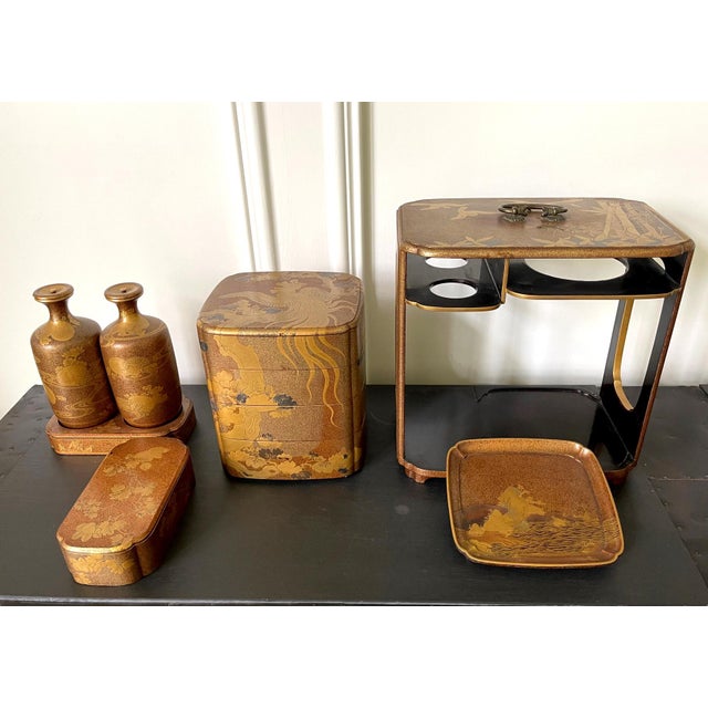Japanese Maki-e Lacquerware Portable Picnic Set Sagejubako For Sale - Image 14 of 18