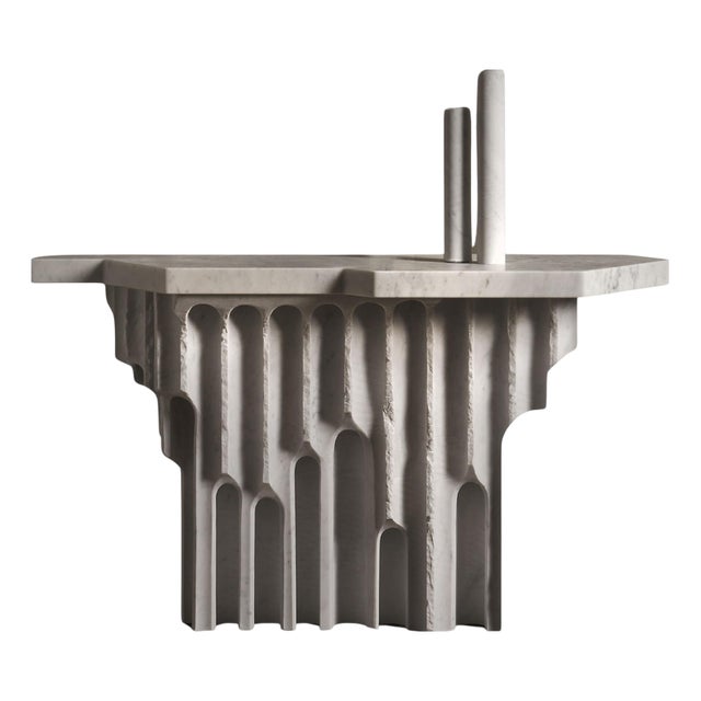 Emersa Console Table in Bianco Carrara Marble by Bufalini Marmi For Sale