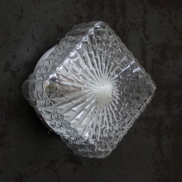 Mid-Century Square Clear Glass Wall Lamp Sconce For Sale - Image 9 of 11