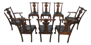 Set of 8 Vintage Kittinger Mahogany Dining Chairs with Claw Feet