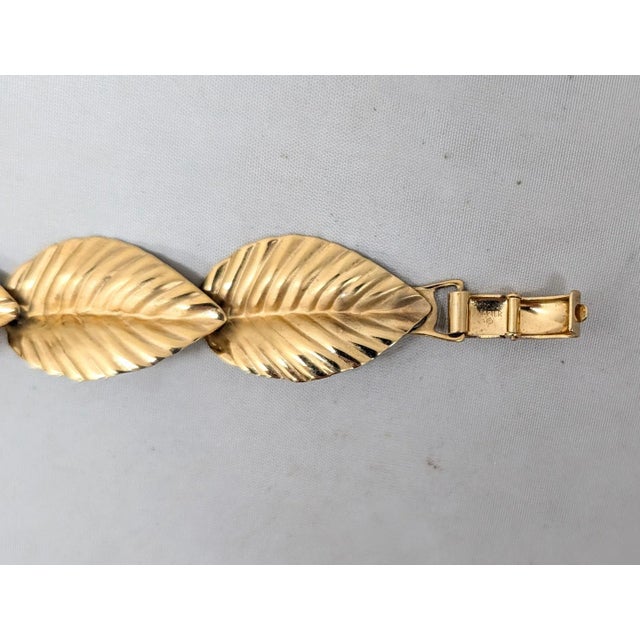 Gold Vintage 1982 Signed Napier Goldtone Textured Leaves Collar Necklace For Sale - Image 8 of 8