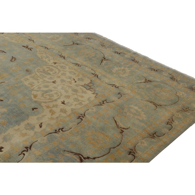 2010s Rug & Kilim’s Persian Style Rug in Blue, Beige-Brown and Gold Floral Pattern For Sale - Image 5 of 7