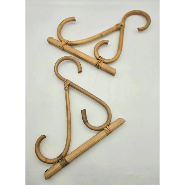 Vintage Bamboo Rattan Wall-Mounted Coat & Hat Racks, Set of 3 For Sale - Image 9 of 9