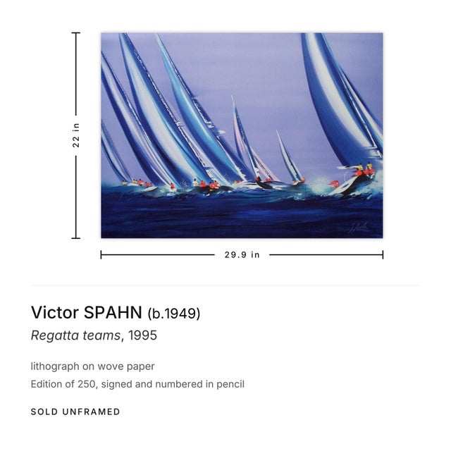 Figurative 1995 Victor Spahn Regatta Teams Signed Lithograph For Sale - Image 3 of 3