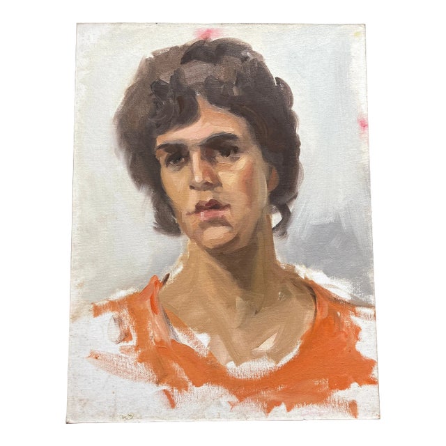 1970s Original Contemporary Impressionist Portrait Painting For Sale
