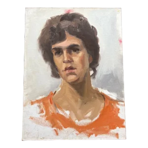 1970s Original Contemporary Impressionist Portrait Painting