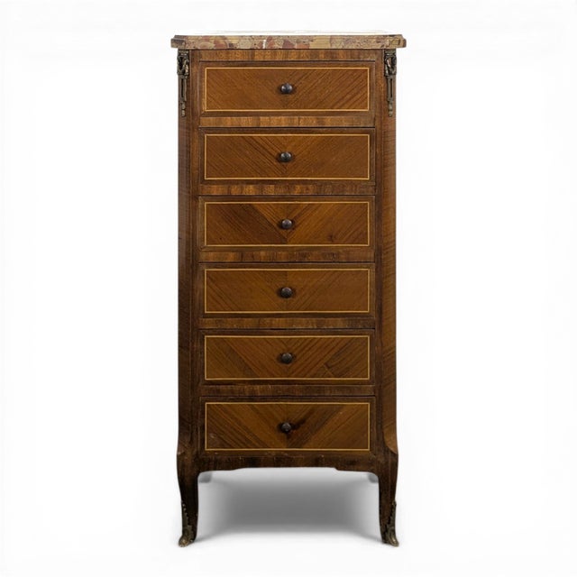 Small Transitional Wooden Chest of Drawers For Sale