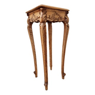 Louis XV Oak Hand-Carved Gueridon Side Table, 1890s For Sale