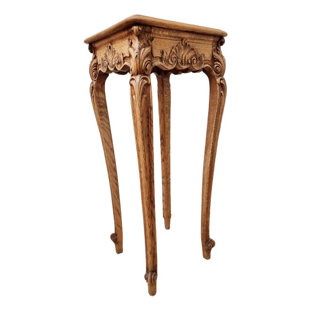 Louis XV Oak Hand-Carved Gueridon Side Table, 1890s For Sale