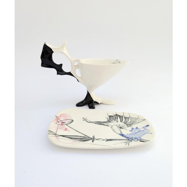 Vintage Model C73 Ceramic Teacup and Saucer by Antonia Campi for Laveno, 1950s, Set of 2 For Sale - Image 3 of 15