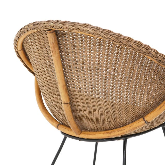 Woven Rattan Armchair, 1950s For Sale - Image 10 of 14