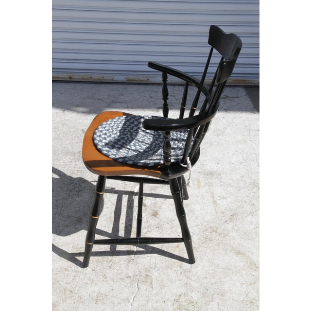 Early 20th Century Nichols and Stone Black Lacquered Hand Painted Windsor Chair For Sale - Image 11 of 12