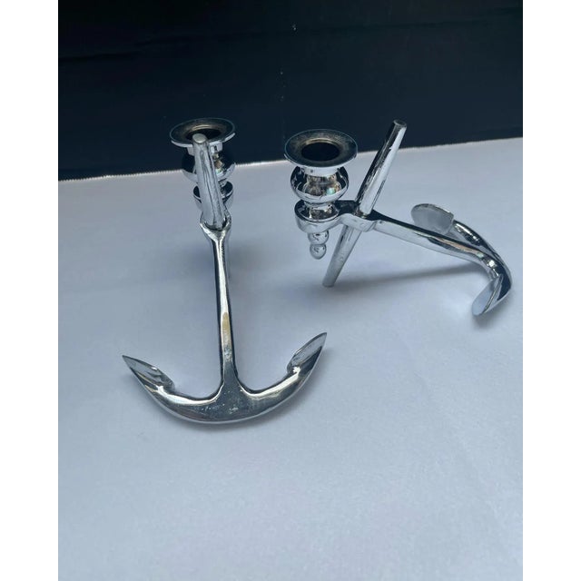 Modern 1970s Modern Chrome Plated Candle Holders - a Pair For Sale - Image 3 of 5