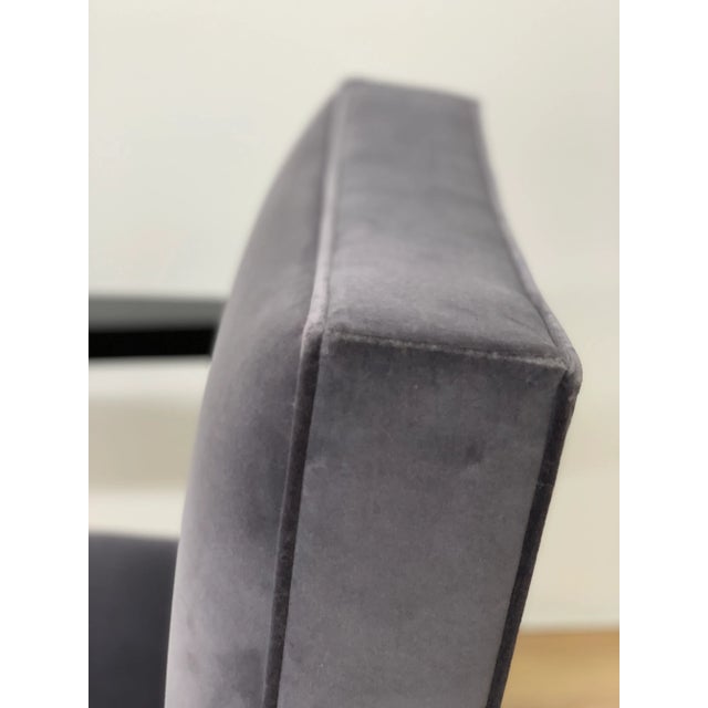 Brown Art Deco Style Black Ebony Finish and Grey Cotton Velvet Atena Armchair by Casa Botelho For Sale - Image 8 of 11