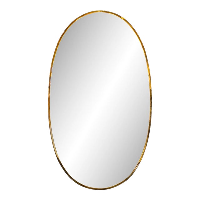 Vintage Italian Oval Brass Mirror 1960s For Sale