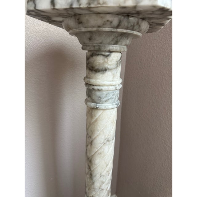 Art Nouveau Vintage Marble Alabaster Column Pedestal For Sale - Image 3 of 8