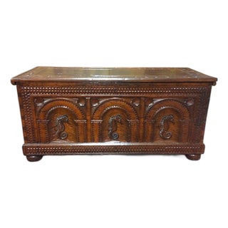 Vintage Blanket Chest, Seahorse Carved Trunk For Sale