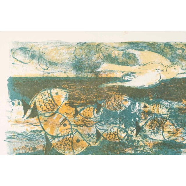 Lithograph, ea, artist’s proof, by michel modde, 20th century. 20th-century lithograph by michel modde, “les poissons”...