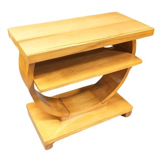 1930s Blond Geometric Art Deco Side Table Attributed to Gilbert Rohde for Brown Saltman For Sale