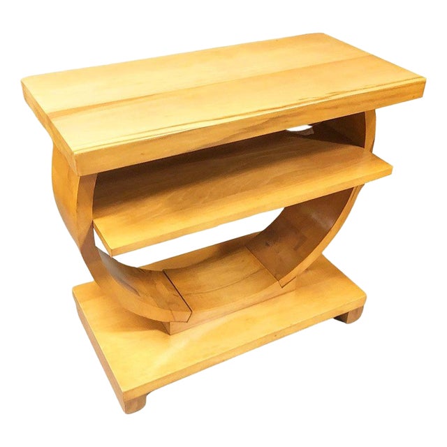 1930s Blond Geometric Art Deco Side Table Attributed to Gilbert Rohde for Brown Saltman For Sale