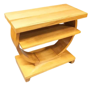 1930s Blond Geometric Art Deco Side Table Attributed to Gilbert Rohde for Brown Saltman