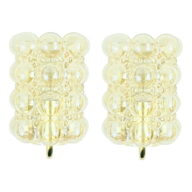 Mid-Century Modern Amber Bubble Glass Wall Lights by Helena Tynell for Limburg, 1960s, Set of 2 For Sale