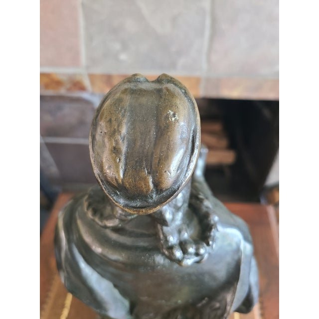 Antique 19th Century Bronze Statue Sculpture Medieval Figure Holding Scrolls For Sale - Image 18 of 18
