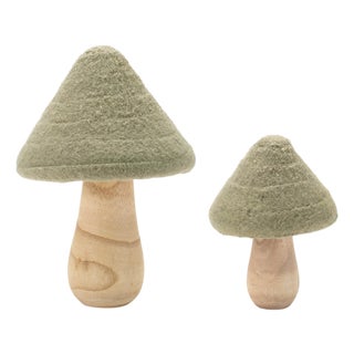 Glittered Wool Mushroom Decor (Set of 2) For Sale