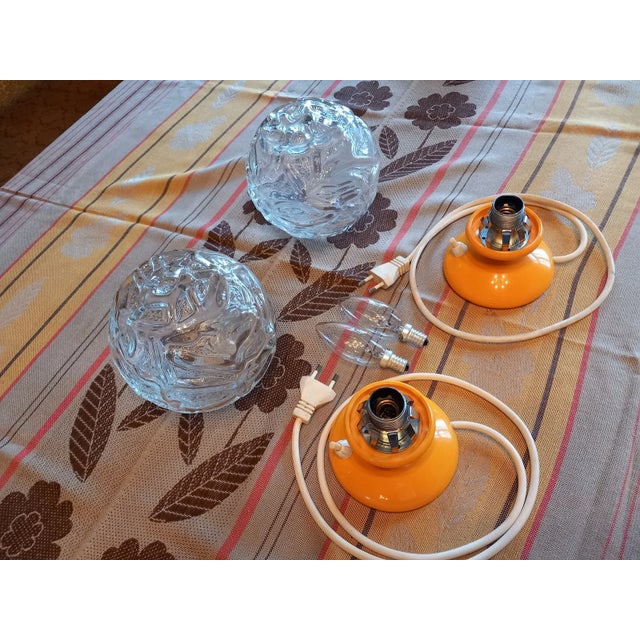 Orange 1970s Graewe West German Space Age Orange Glass Table Lamps – Pair For Sale - Image 8 of 10