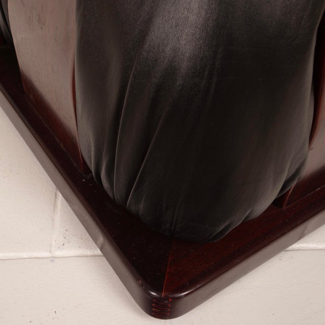 Dragone Pouf in Leather and Padouk by Luciano Frigerio for Frigerio Di Desio, 1970s For Sale - Image 18 of 18