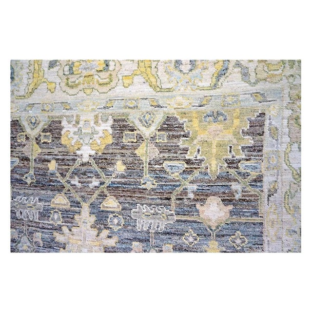 21st Century Turkish Oushak Wool 9x14 Charcoal, Ivory & Yellow Handmade Area Rug #1144102 For Sale - Image 9 of 11