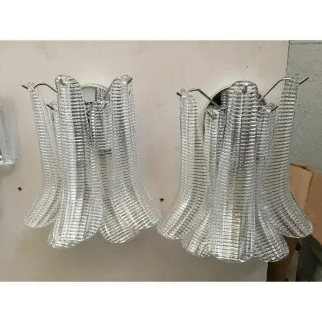 Gold Murano Glass Selle Sconces in Polished Kromo Metal Frame by Simoeng, Set of 2 For Sale - Image 8 of 12