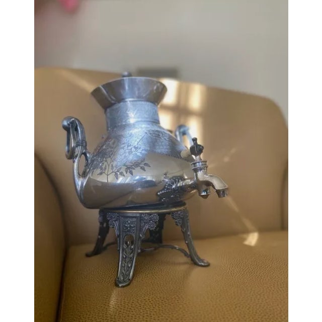 Victorian 1869 Rogers Smith & Co. Silver Samovar – Ornate Victorian Masterpiece For Sale - Image 3 of 9
