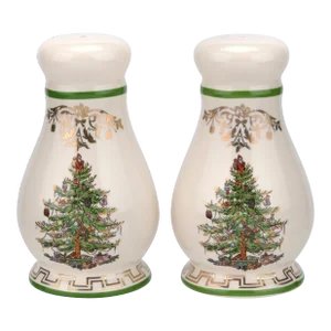 Spode Christmas Tree Gold Salt/Pepper Shakers 4"