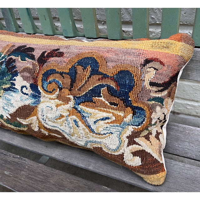 A Good Pillow With 18th Century Tapestry and Large Floral Motif For Sale - Image 4 of 7