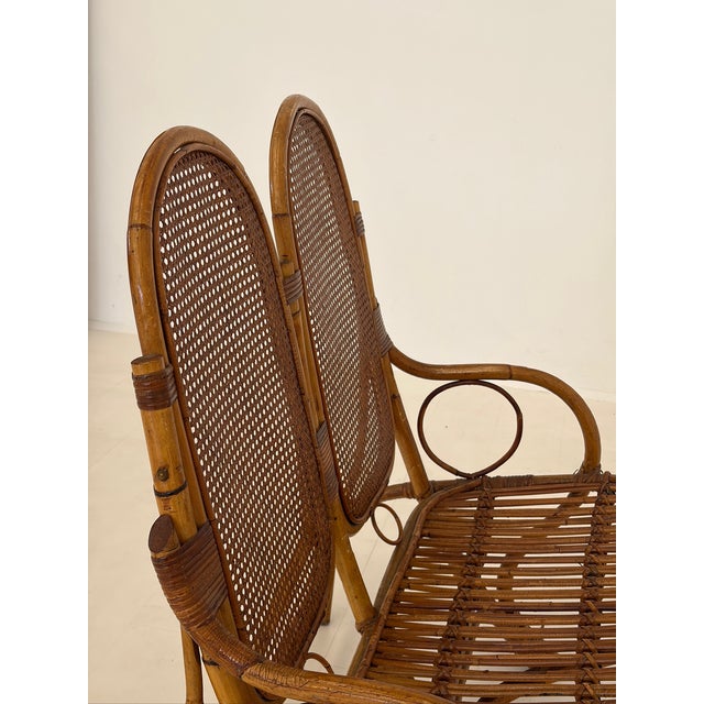 Two-Seater Sofa in Rattan with Vienna Straw Backrest, 1970s For Sale - Image 6 of 15