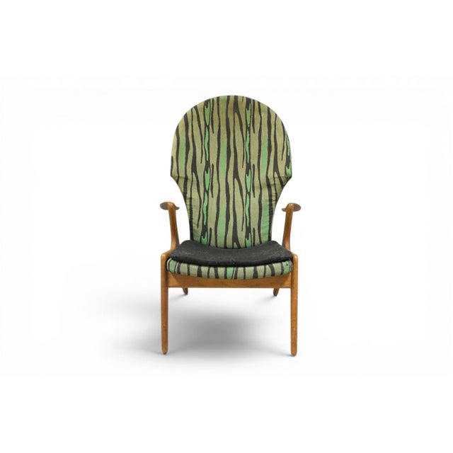 Brown Danish Modern Highback Oak Lounge Chair Attributed to Kurt Østervig For Sale - Image 8 of 11