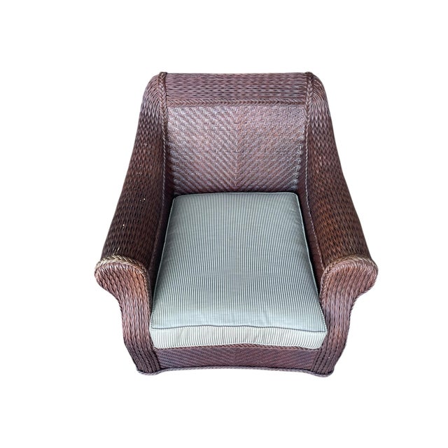 Brown Pair of Vintage British Colonial Style Wicker Chairs For Sale - Image 8 of 12