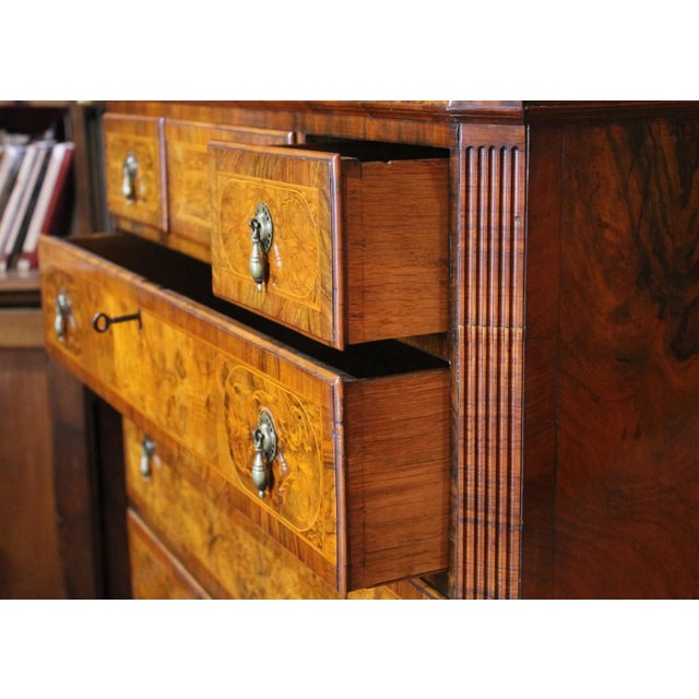 George II Burl Walnut and Marquetry Hightboard, 1890s For Sale - Image 13 of 18