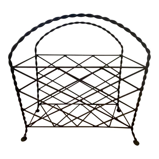 Late 20th Century Vintage French Style Wrought Iron Magazine Rack For Sale