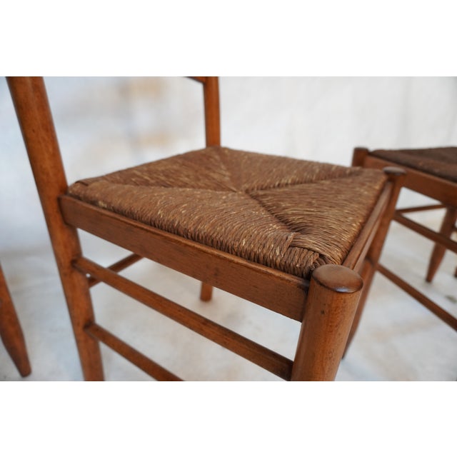 Mid 20th Century Set of Four Wooden Dining Chairs With Rush Seats For Sale - Image 15 of 17