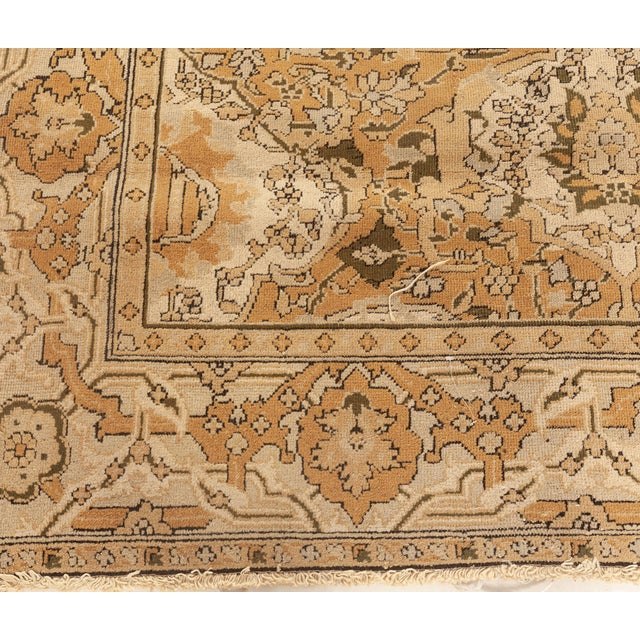 Indian Authentic 19th Century Indian Amritsar Brown and Beige Handwoven Wool Rug For Sale - Image 3 of 8
