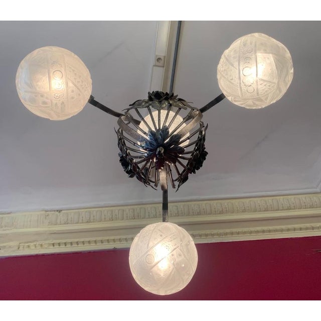 Art Deco Geometric Balls Chandelier by Muller Frères for Muller Frères, 1930s For Sale - Image 9 of 18