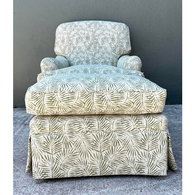 Vintage Fern Print Lounge Chair and Ottoman For Sale - Image 9 of 12