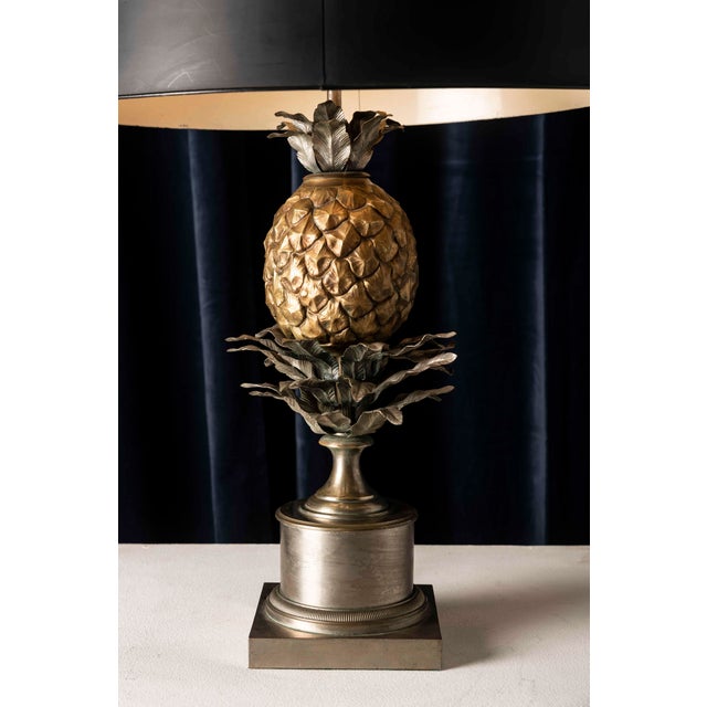 Gilt and Silver Bronze Pineapple Table Lamp attributed to Maison Charles, France, 1960s-1970s For Sale - Image 10 of 14