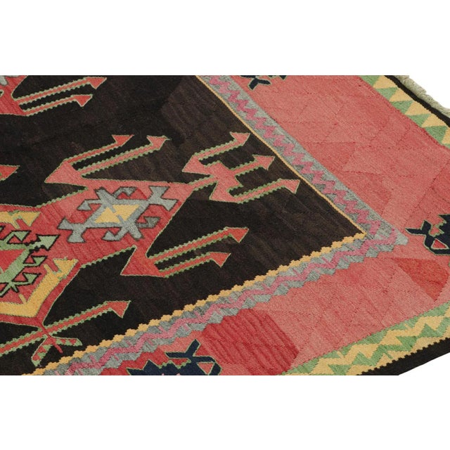 1950s Vintage Persian Kilim With Red Patterns on a Black Field For Sale In New York - Image 6 of 7