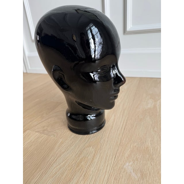 Vintage German Modernist Black Glass Mannequin Head, C. 1960s–1970s For Sale - Image 4 of 10