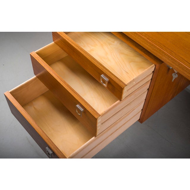 H.P. Hansen Danish Modern Executive Teak Desk by Arne Vodder for H.P. Hansen, 1960s For Sale - Image 4 of 18