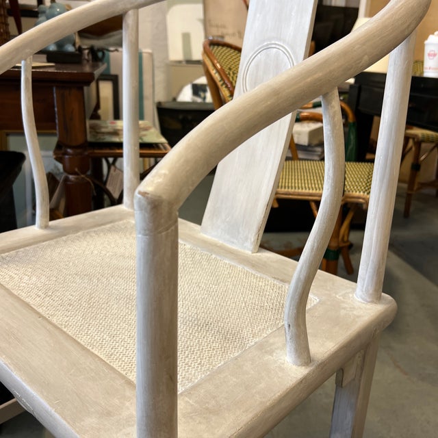 Whitewash Horseshoe Asian Chair For Sale - Image 9 of 12