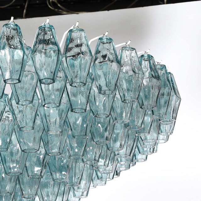 Modernist Hand-Blown Aquamarine Murano Glass Polyhedral Chandelier For Sale - Image 10 of 12